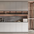 Modern Wine Cabinet With Glass Doors LED Lighting Wine Glass Rack And Storage Shelves