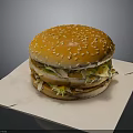 Delicious Hamburger With Sesame Bun Lettuce And Patty On White Paper