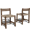Minimalist Dining Chairs With Wooden Frame And Woven Natural Seat Wood Tone Design