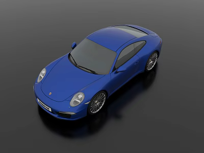 Elegant Blue Sports Car With Streamlined Exterior And Alloy Wheels 3d model