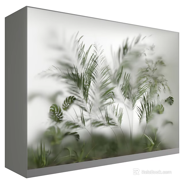 Modern Indoor Lightbox Decor Featuring Green Plants And Leafy Design Elements 3d model 