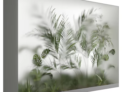 Modern Indoor Lightbox Decor Featuring Green Plants And Leafy Design Elements 3d model