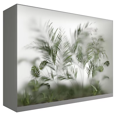 Modern Indoor Lightbox Decor Featuring Green Plants And Leafy Design Elements 3d model