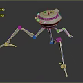 Futuristic Science Fiction Game And Movie Character With Round Pink Blue Body And Metal Legs 3d model
