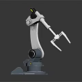 Industrial Robotic Arm Mechanical Structure With Gripper Tool And Blue Base Design 3d model