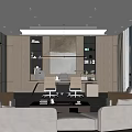 Modern Office Interior Design With Sofas Coffee Table Bookshelves And Large Windows 3d model