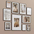 Bridal Photo Wall With Framed Wedding Dress Photos Golden Decor Arched Ceiling And Typography Art