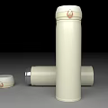 White Thermos Cup with White Bear Pattern Lid and Fallen Cup plus Separate Lid 3d model