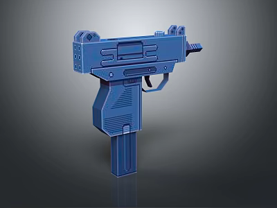 Blue Sci Fi Weapon Blaster 3D Model With Detailed Design And Glossy Surface 3d model