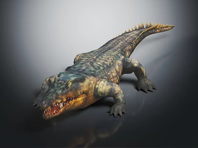 Realistic 3D Rendered Crocodile With Scaly Skin And Sharp Teeth On Dark Background 3d model