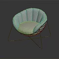 Modern Single Sofa with Circular Backrest Soft Plush Cushion Light Fabric and Metal Frame