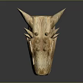 Ancient Mythical Dragon Skull With Spikes Horn And Rough Texture On Dark Background