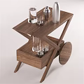 Modern Middle Ancient Solid Wood Side Trolley 3d model