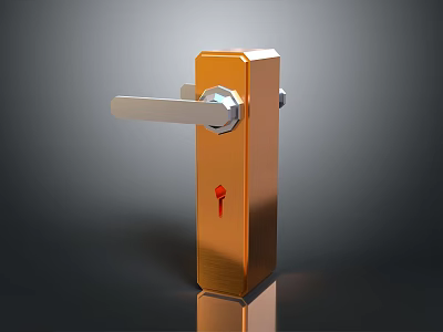 Orange Metal Door Lock Hardware Tool With Ergonomic Handle And Keyhole Design 3d model