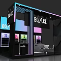 Bounce Modern Store Featuring Neon Lights Display Screens Product Displays And Tables Chairs