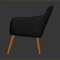 Modern Black Tufted Armchair With Orange Wooden Legs And Soft Cushion Design