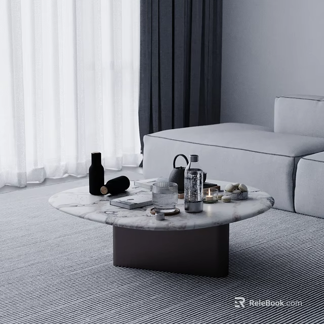 Modern Open Kitchen Interior Design With Island Counter And Appliances 3d model