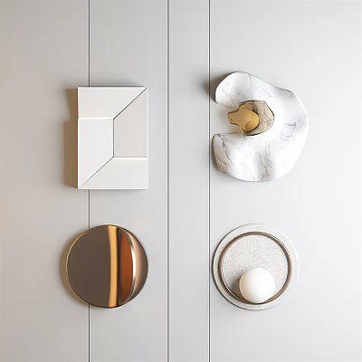 Modern Wall Decor With Geometric Marble And Metallic Circular Designs For Home 3d model