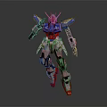 Blue White Red Mechanical Robot Character In Standing Pose With Detailed Design