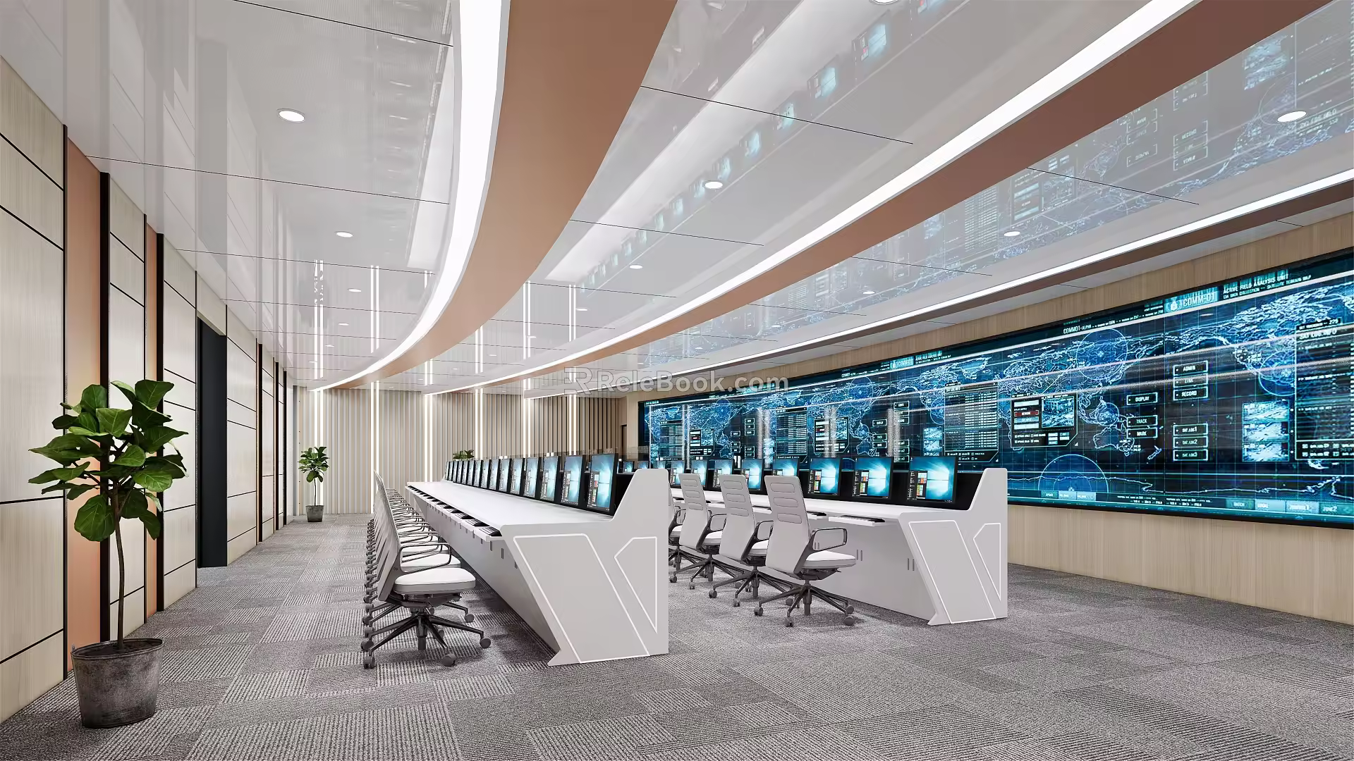 Modern monitoring room monitoring command center 3d model
