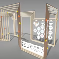 Modern Event Entrance With Wooden Frame Colorful Dot Decorations And Background Wall Logos