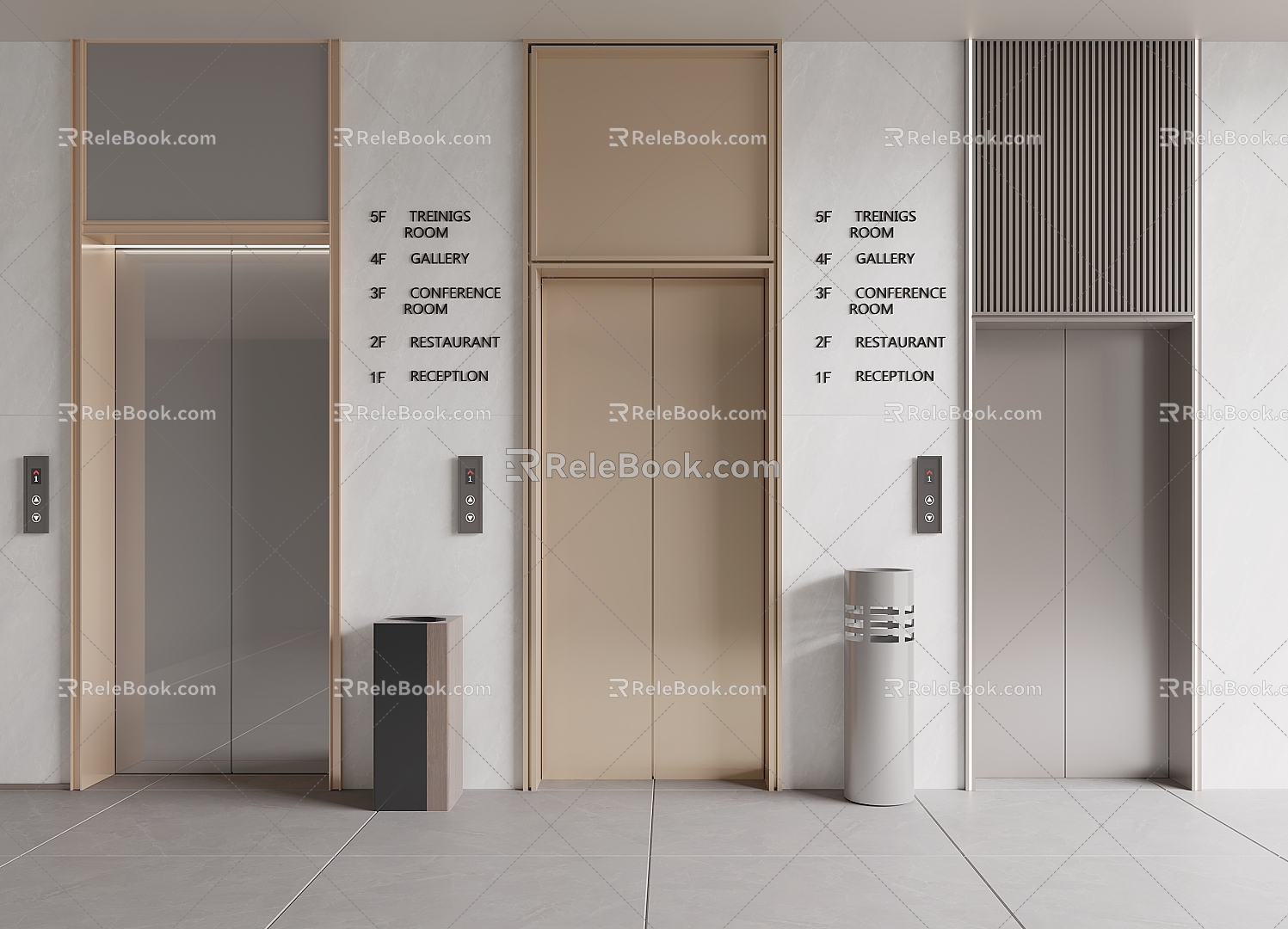 Modern elevator hall elevator door 3d model