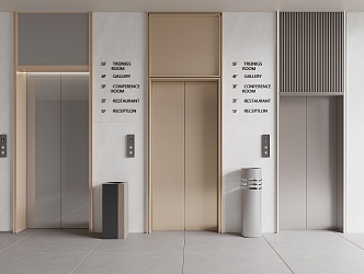 Modern elevator hall elevator door 3d model