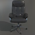 Black Leather Office Chair With High Back Armrests Silver Metal Base And Wheels