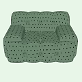 Green Modern Single Seater Sofa With Textured Upholstery And Tufted Details