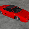 Red Ferrari Sports Car In Spacious Indoor Garage With Black Alloy Wheels