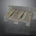 Old Wooden Pallet With Metal Corner Brackets Worn Surface And Wood Grain On Dark Background