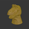 Realistic Brown T Rex Dinosaur Head Model With Open Mouth Sharp Teeth And Detailed Texture