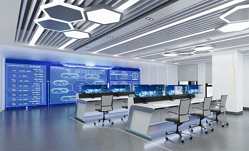 modern monitoring room 3d model