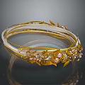 Elegant Gold Tiara With Intricate Leaf Decorations Pink Gemstones And Flowers