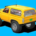 Yellow Off Road Car With Large Tires Red Seats And Roof Antenna