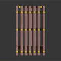 Sturdy Rectangular Frame Equipment with Brown Bars and Golden Decorative Connectors