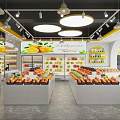 Bright Fruit Store Interior With Fresh Fruit Displays 3d model
