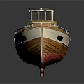 Vintage Wooden Metal Model Boat With Detailed Cabin And Deck Structure