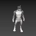 Anthropomorphic Wolf Like Game And Movie Character With Muscular Build And Gray White Fur