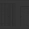 Dark Metal Furniture Doors Including Double With Vertical Slats And Single With Geometric Grid Design
