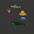 Different Types of Marine Creatures Including Fish Sea Anemone Octopus Jellyfish Whale and Sea Urchin