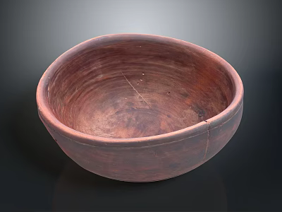 Natural Brown Handcrafted Wooden Bowl With Smooth Texture And Rustic Style 3d model