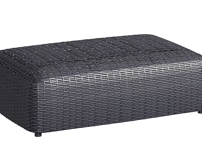 Modern Black Wicker Ottoman With Sleek Design For Living Room Furniture Use 3d model