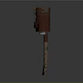 Rusty Metal Structure With Weathered Surface And Vertical Stand Base Design