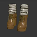 Brown Lace Up Wedge Heel Boots With Knit Cuffs And Thick Sole Design