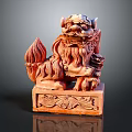 Traditional Carved Stone Lion Statue With Base And Small Cub Details