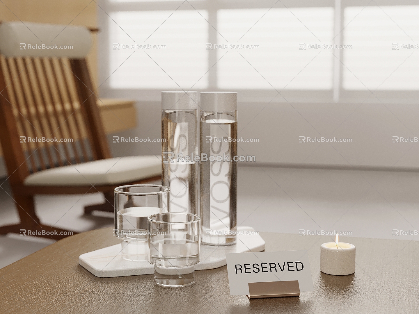 07 Drink Modern Tray Cup Glass 3d model