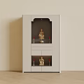 White Wooden Buddha Altar Cabinet With Display Shelf And Golden Statues Red Candles