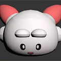 Cute Cartoon Rabbit Character With White Body Pink Ear Tips And Red Nose