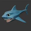 Cute Blue Shark Toy With Friendly Face And Shiny Smooth Surface